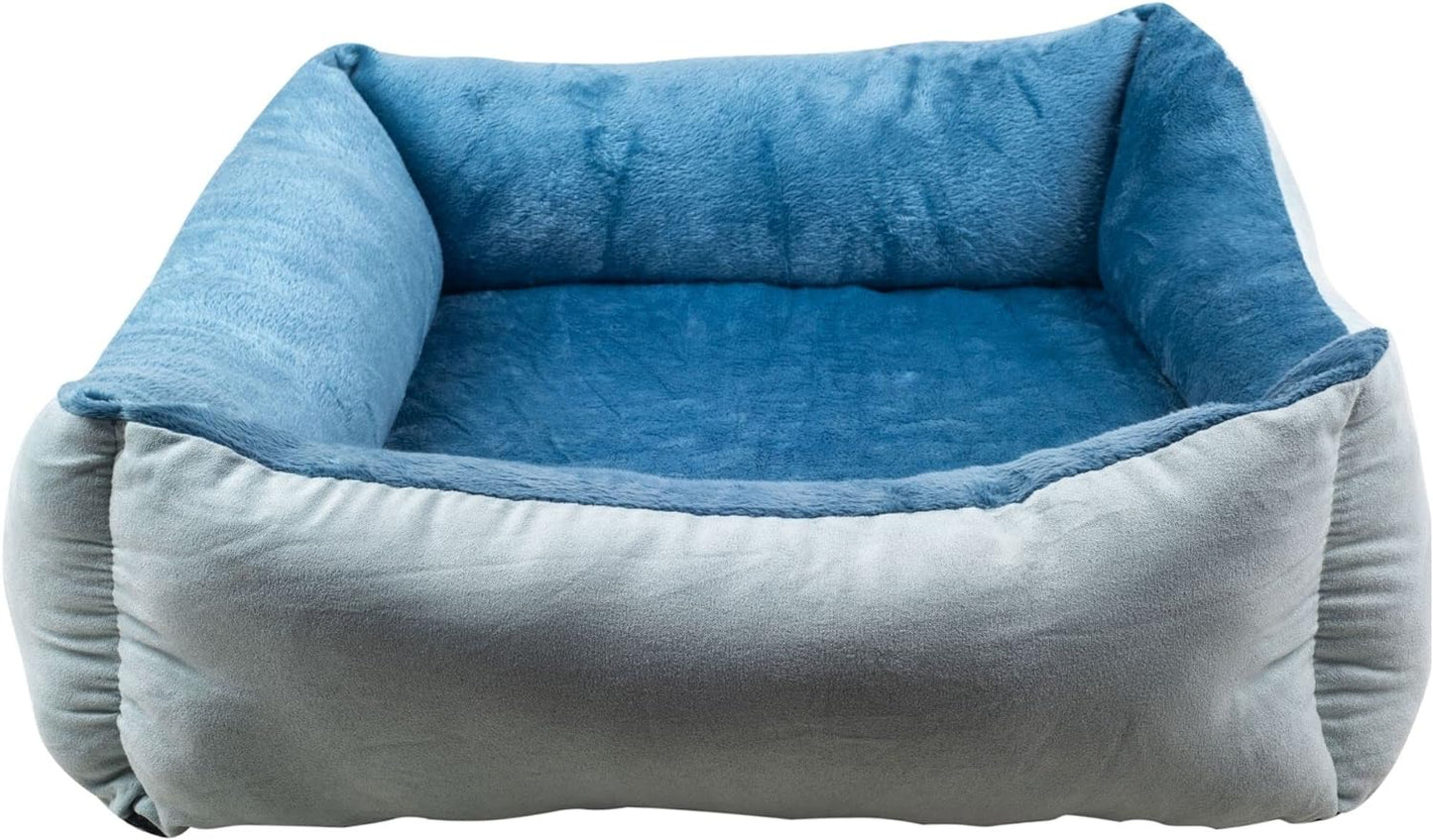 Orthopedic Rectangle Bolster Pet Bed,Dog Bed, Medium 25X21 Inches Blue, by , Blue with Orthopedic Insert. (HCT-ORT-BLUE)