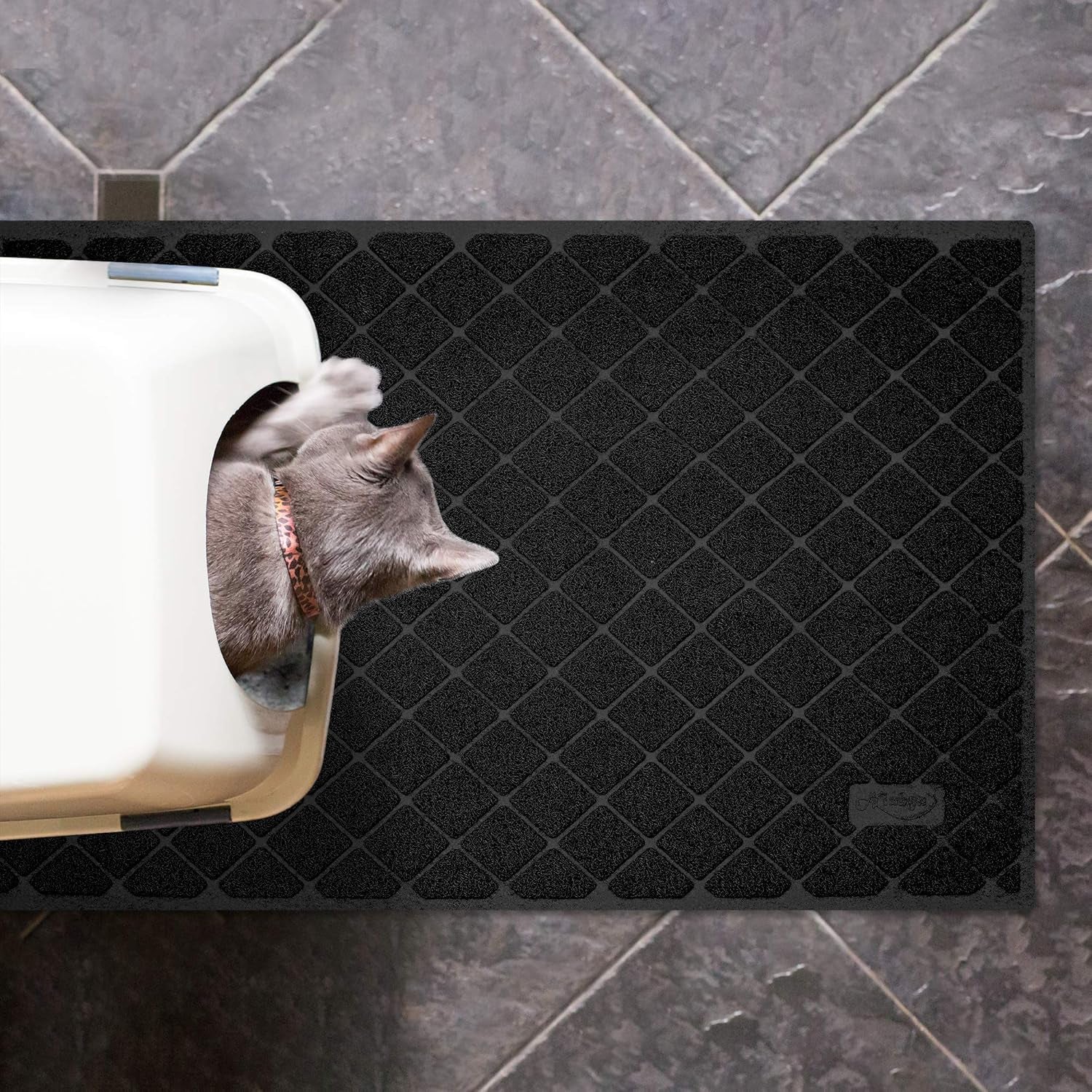 Premium Cat Litter Mat, Litter Box Mat with Non-Slip and Waterproof Backing, Litter Trapping Mat Soft on Kitty Paws and Easy to Clean, Cat Mat Traps Litter from Box